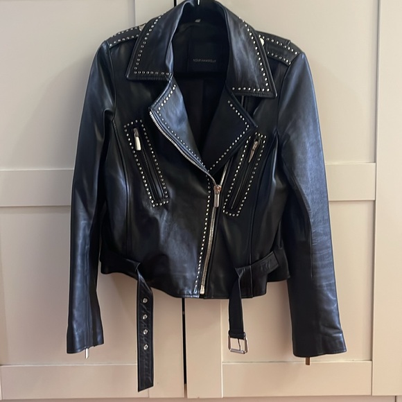 NOIR HAMMOUR black real leather studded Moro jacket